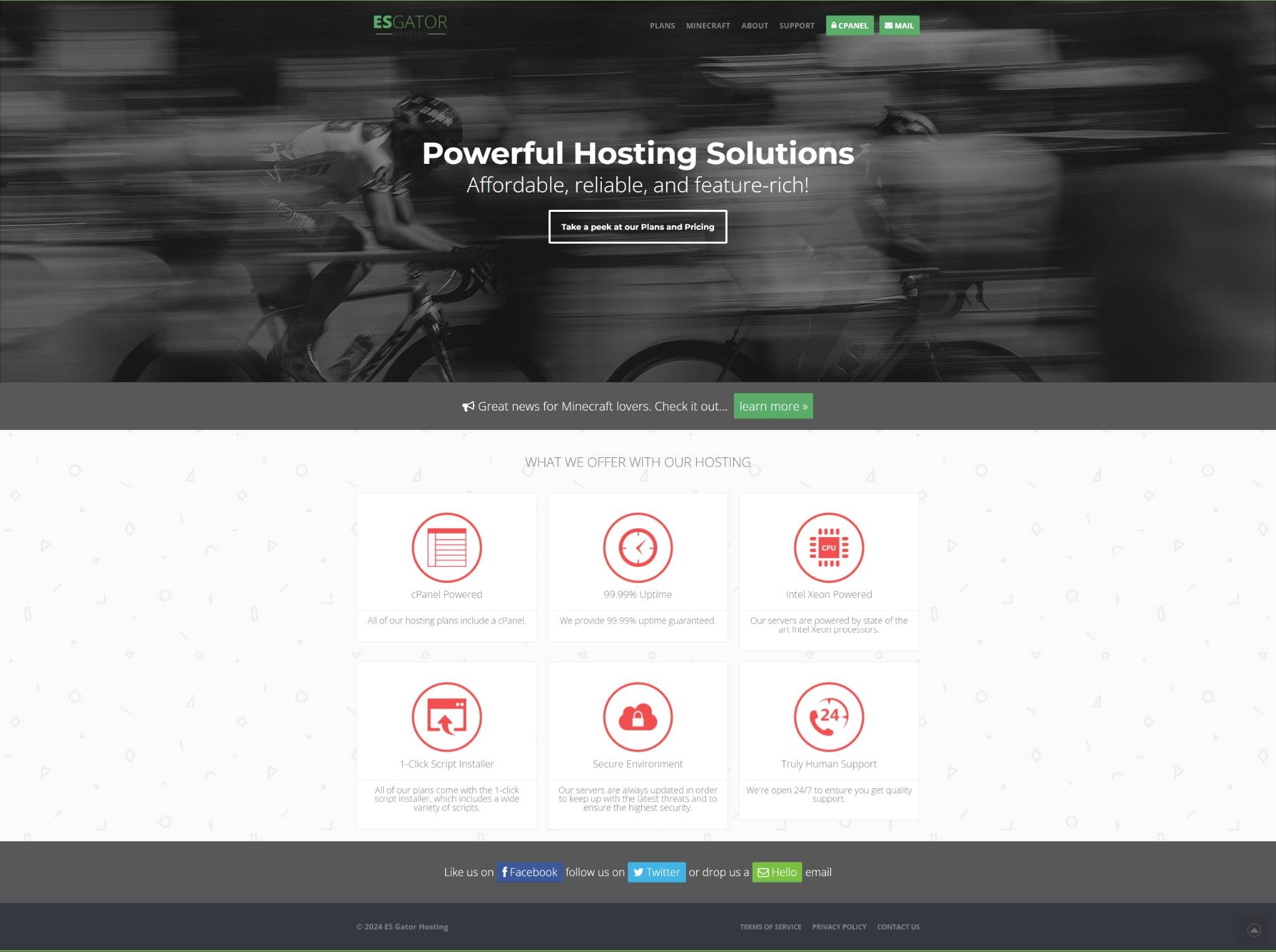 Esgator Hosting Screenshot